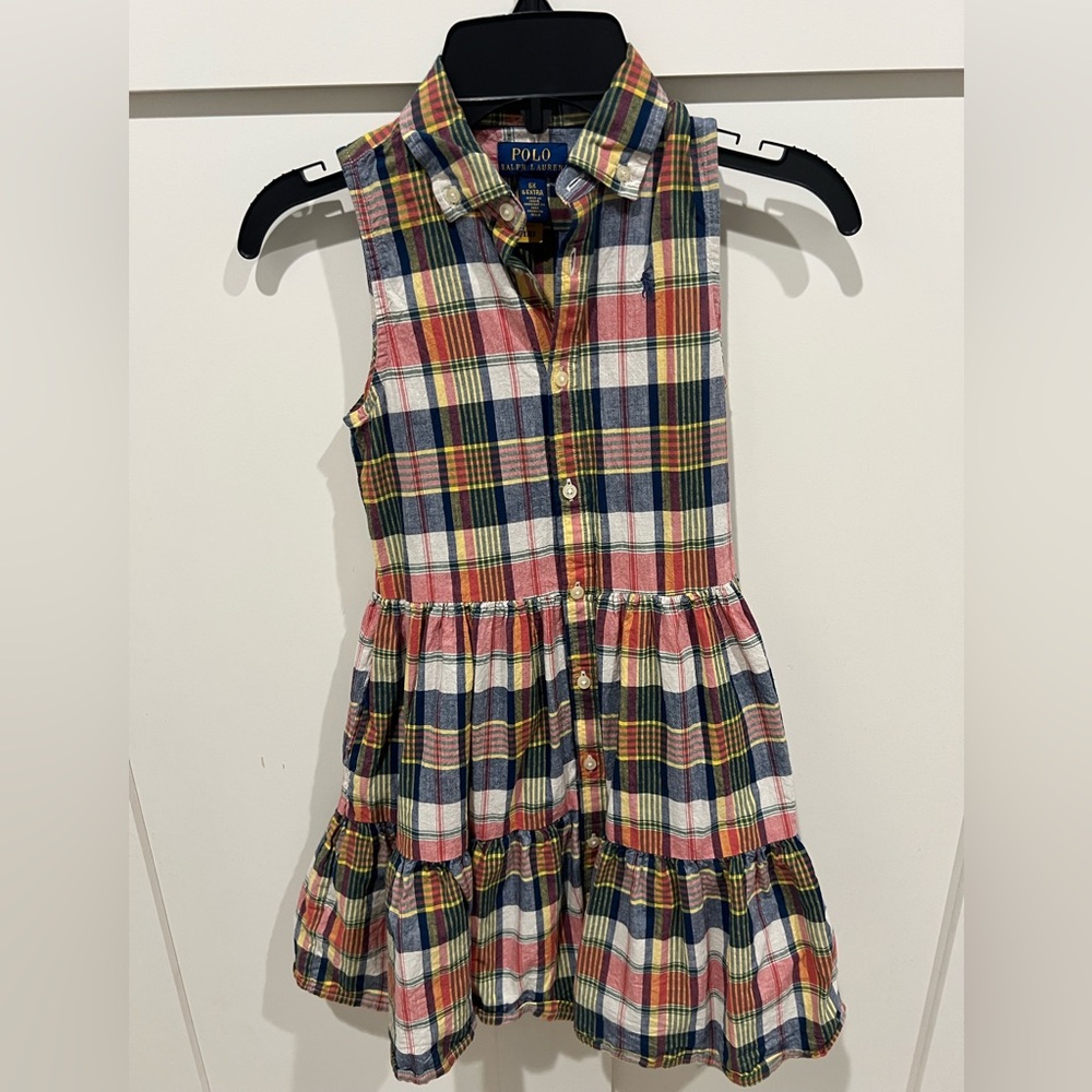 Polo Ralph Lauren Sleeveless Plaid Button-Front Dress - Red, Navy, Yellow